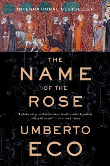 Book cover of mystery book The Name of the Rose by Umberto Eco