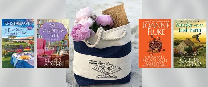 cozy mystery summer giveaway books and beach tote