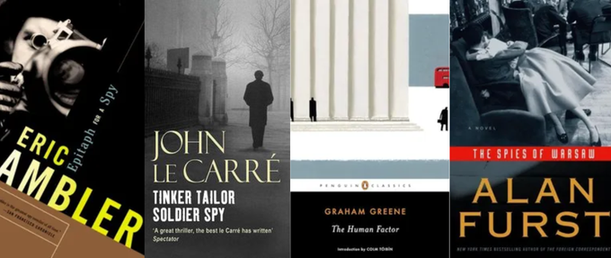 four spy thriller book covers