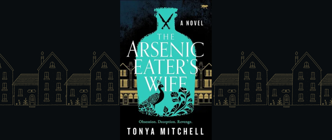 arsenic eater's wife book cover on suburban skyline background
