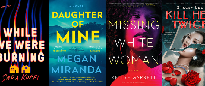 collage of new mystery and thriller books coming in april 2024
