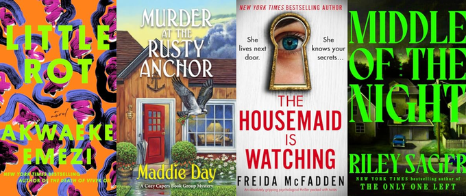 four mystery and thriller book covers being released in june 2024